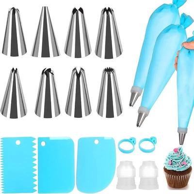 Piping Bags Pastry Socket Bag Cake Decorating Tools Reusable   DIY Cake Icing Piping Stainless Nozzle Cream Mouth Baking Tools
