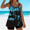 Women's Swimwear Tankini 2 Piece Swimsuit  Fresh Vacation Printing  Plant Print Vacation Bathing Suits