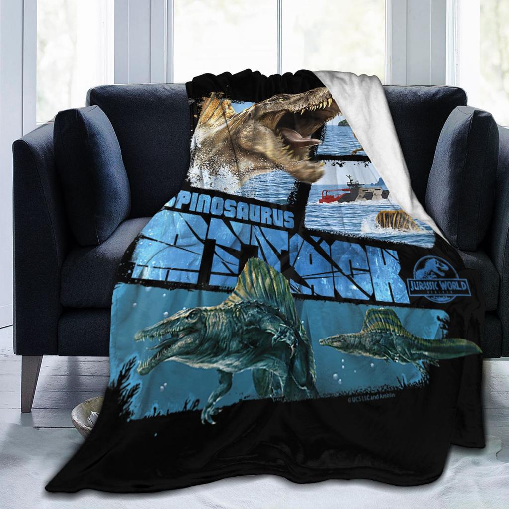 Jurassic Rebirth Spinosaurus Attack Världsplädar Dinosaurie Fleece Rolig Varm Pläd för Sängöverkast Höst/Vinter Utomhus