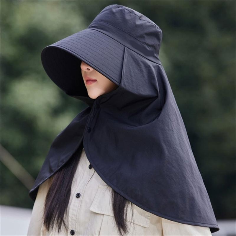 Wide Brimmed Sun Hat For Women Lady Adjustable Breathable Fabric Sun Protection Outdoor Fishing Hat Beach Travel