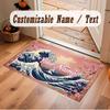 Floral Garden Theme Crystal Velvet Floor Rug Personalized Custom Name Text Warm Carpet Home Decoration