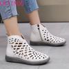 Fashion GKTINOO Women's Summer Boots Fashion 2025 New Genuine Leather Women's Sandals Hollow Design Non-slip Round Toe Ladies Shoes