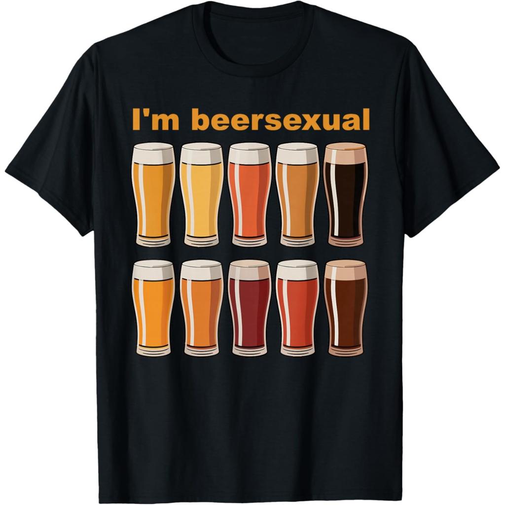 I'm Beersexual Love for Beer Drinking LGBTQ T Shirts Men Cotton Humor Streetwear Tee Shirt Short Sleeve Unisex Loose Clothing