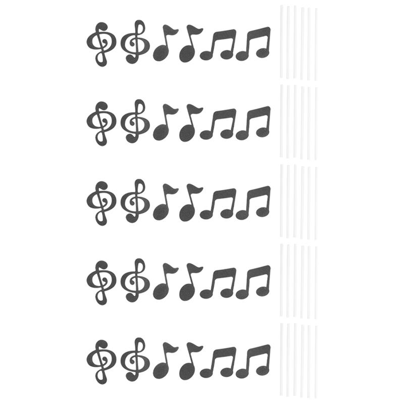 Good-30 Pcs Music Notes Themed Cupcake Topper Paper Cake Inserts Card Wedding Cake Topper Decoration