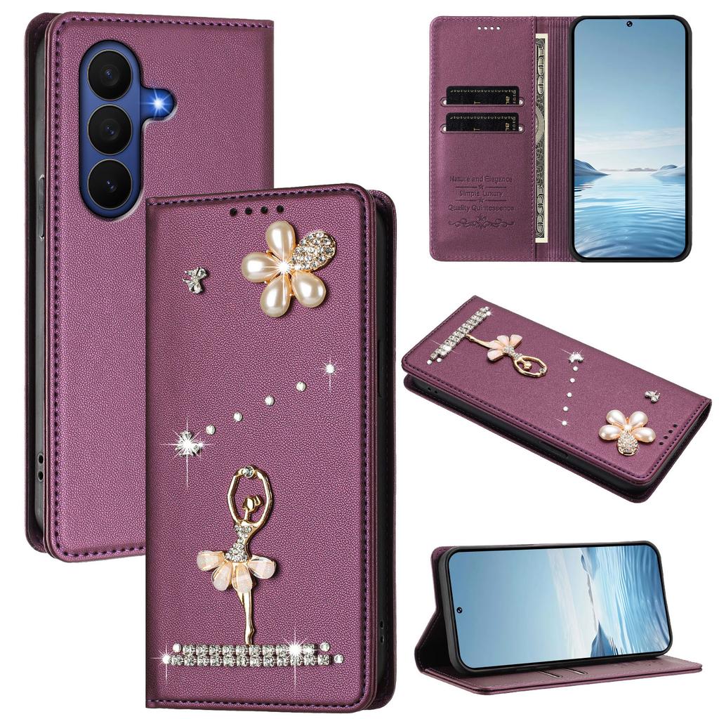 Luxury Diamond Cute Cards Solt Wallet Leather Phone Case For Samsung Galaxy Z Fold 7 6 5 4 3 Flip Bag Pocket Kickstand Cover