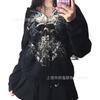 Womens Oversized Y2K Streetwear Hoodie With Digital Skull Print Zip-Up Loose Fit Sweatshirt Casual Outdoor Wear
