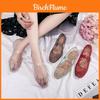 Plastic Woven Flat Sandals For Women With Buckle Closure Summer Casual Footwear