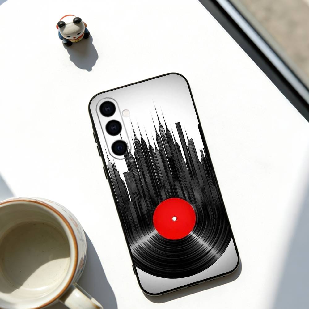 Retro Vinyl Phone Case For Samsung Galaxy A73,A72,A71,A70,A53,A52,A51,Soft Silicone Black Cover