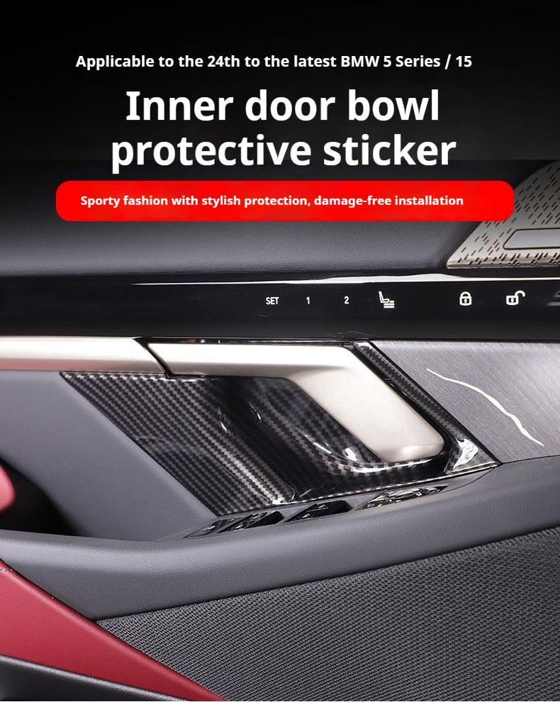 Carbon Fiber Inner Door Handle Bowl Cover Trim Decoration For BMW 5 Series i5 G60 2025-2025 Car ABS Interior Accessories