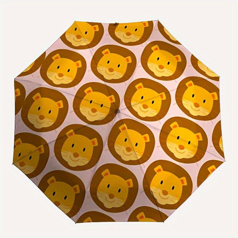 

1pc Lion Face Pattern Automatic Folding Umbrella, Portable & Foldable Design with 8 Ribs, Casual Outdoor Accessory yy250805112