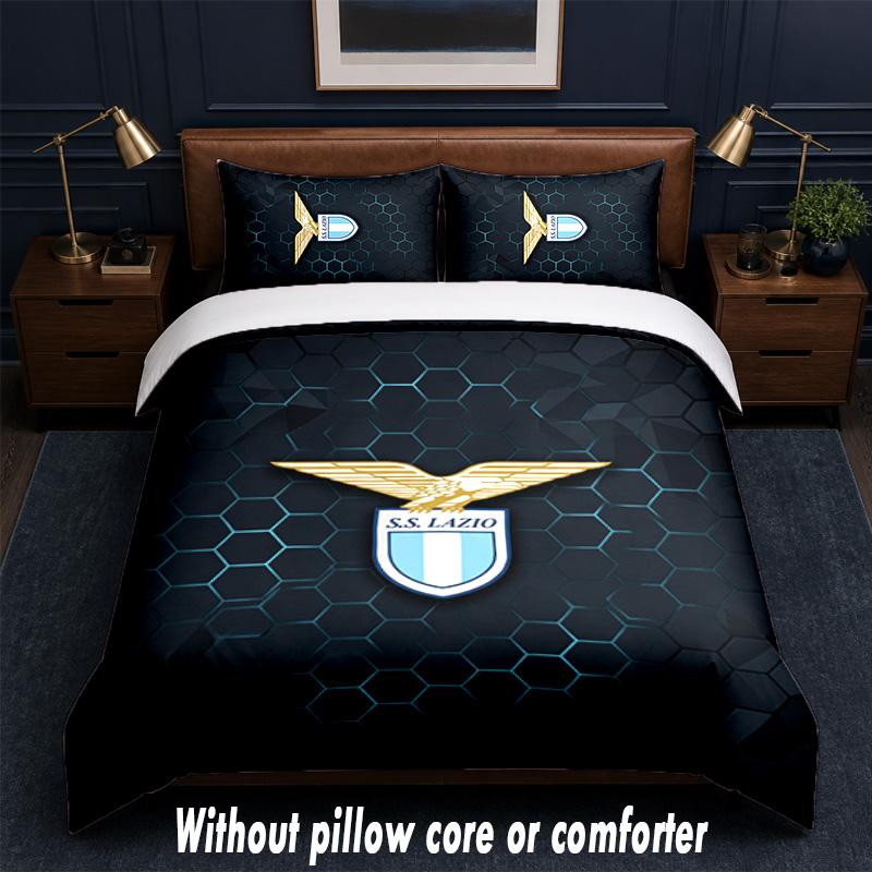 Lazio FC Design Bed Bedding Set 1 Duvet Cover + 2 Pillowcases Soft Breathable Household Bed Linens