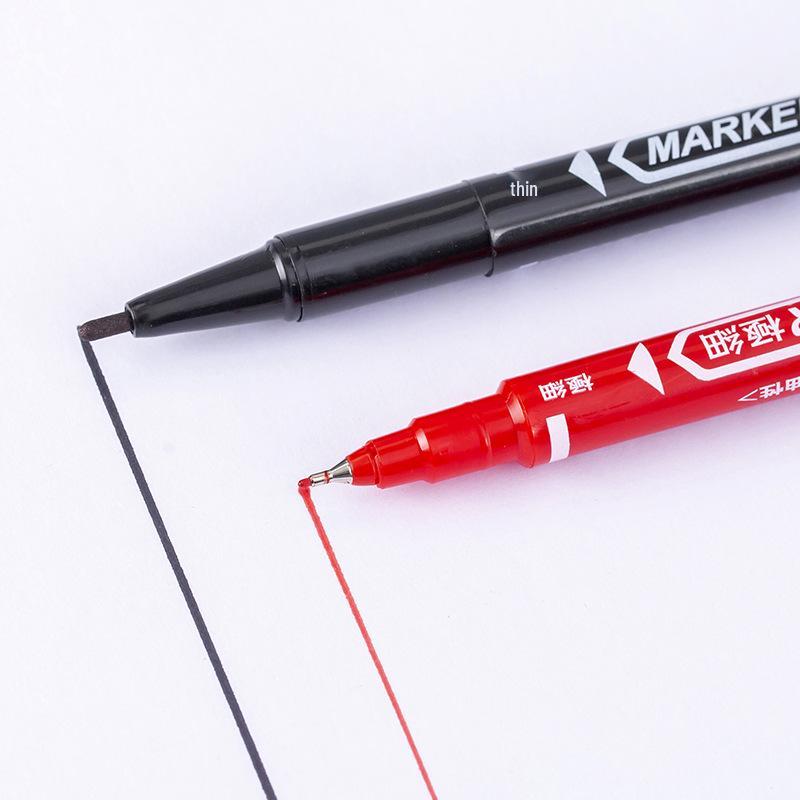 Double-Headed Oil-Based Marker Pen - Fast-Drying, Smooth Writing, Fine Tip, Black/Blue/Red for Art and Outlining
