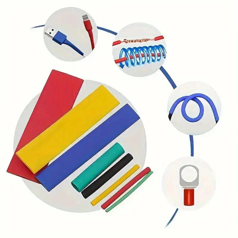 2:1 Times Shrink,Polyolefin,Insulated Heat Shrinkable Sleeve for Wire Connection and Data Line Protection Heat Shrink Tube Set