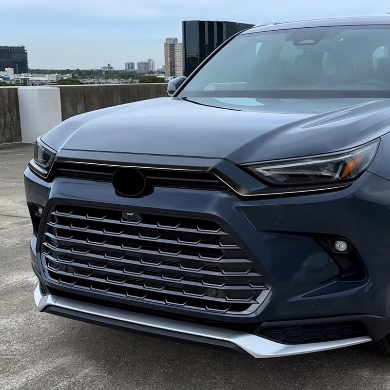 For Toyota Grand Highlander 2024 2025 carbon Front bumper Hood mesh Grille Bonnet Lip Molding Cover Trim Exterior Accessories