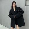 Schwarzer Langarm-Blazer für Damen Locker Streetwear Trendig Elegantes Temperament Formale Anzugjacke