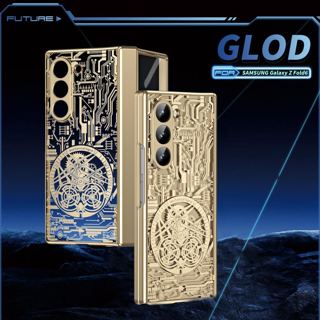

Механический чехол Legend Plating для Samsung Galaxy Z Fold 6 5 4 3 2 5G Чехол для телефона Шарнирный складной металлический бизнес Samsung Z Fold 6 золотой