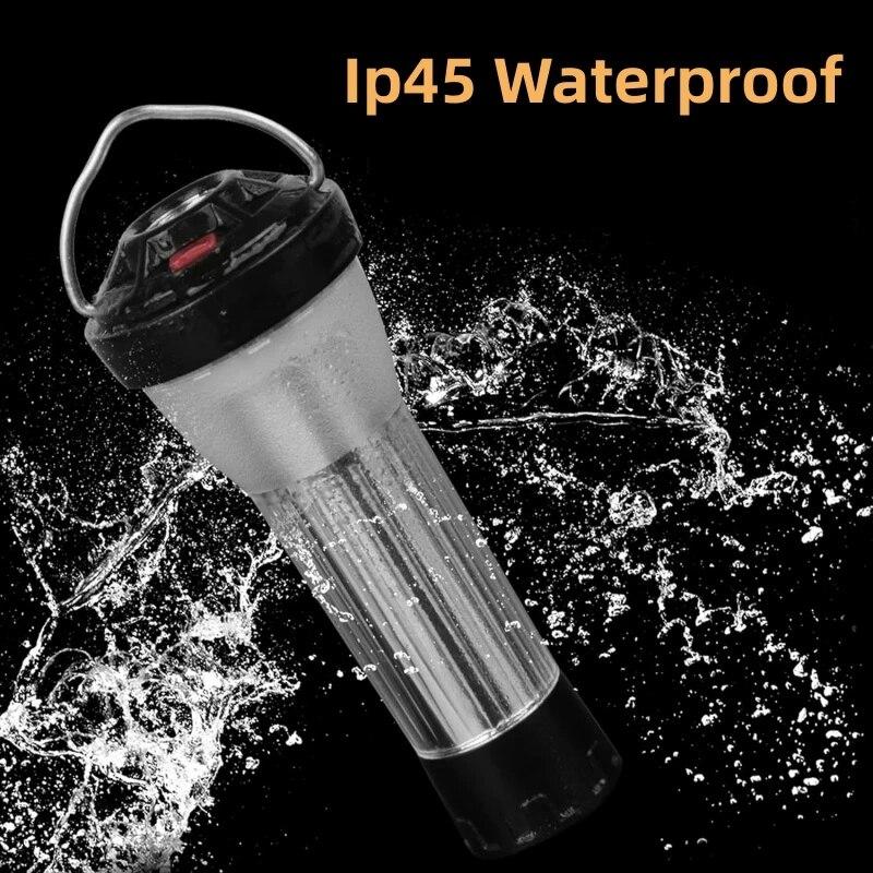 Rechargeable Camping Lamp 3 Light Sources 4 Gears Flashlight Ip45 Waterproof Tripod Magnetic Base Emergency