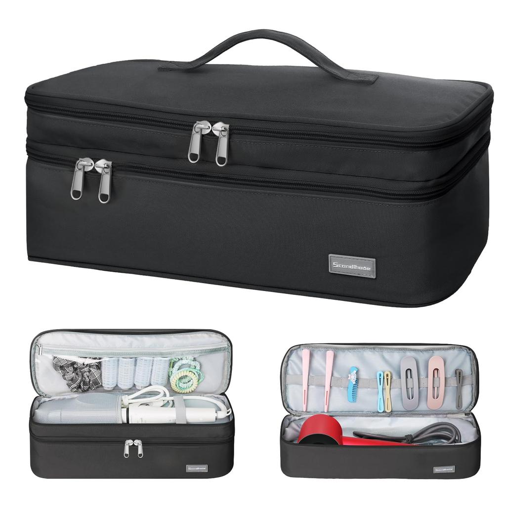 SEPWIK Hårføner oppbevaringsveske Bærbar dobbeltlags reisearrangør Vanntett krøllejern oppbevaringsveske Hårverktøy Hårutstyr Hårstylingverktøy