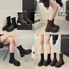 2025 Skinny Autumn Thick-soled Pile Short Boots Women's Martin Boots Skinny Boots Small Versatile Elastic Boots New Boots