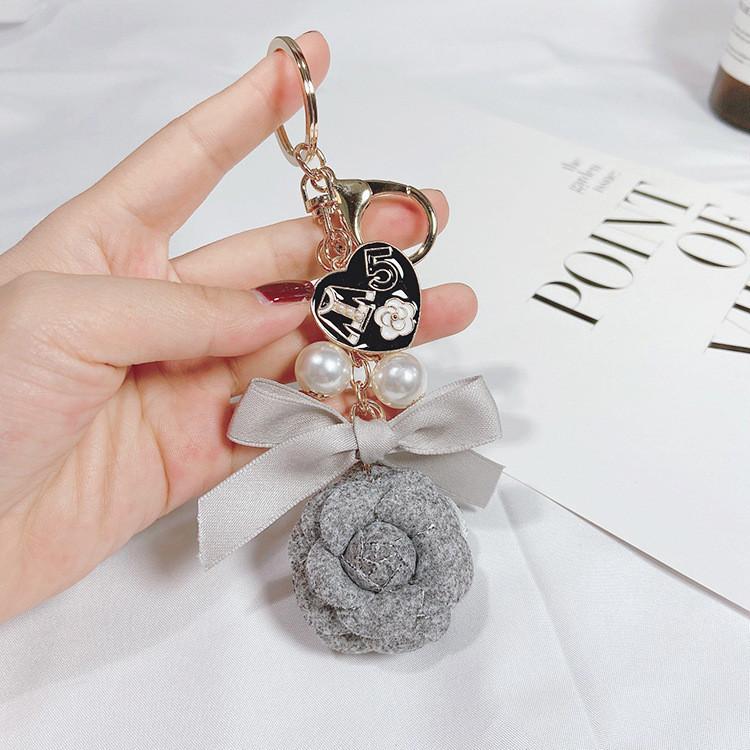 

Креативная жемчужная цепочка для DIY, двусторонний брелок-подвеска в виде камелии, модный серый