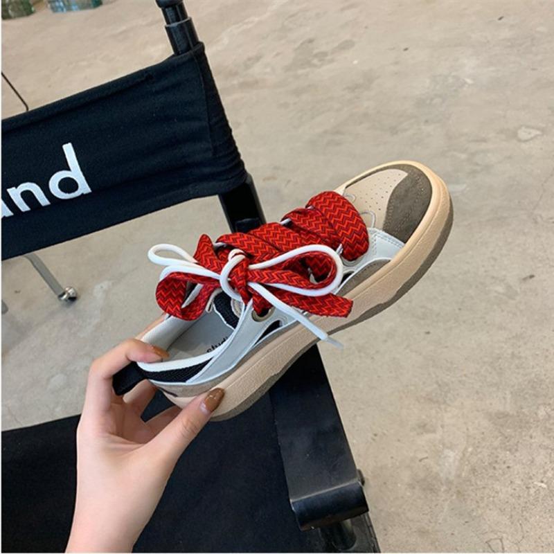 

Универсальные новые ретро модные цветные шнурованные туфли на плоской подошве с круглым носком, повседневные кеды нишевые 40 красный