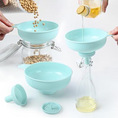 3 In 1 Plastic Wide Mouth Funnel Packing Jam Salad For Jars Canned Filteroil Wine Water Spices Kitchen Accessories Tools Gadget