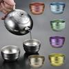 Titanium Cup Pure Titanium Tea Cup Stack Cups Outdoor Camping Portable Tea Set Storage for Home Double Anti-scalding Tea Bowl