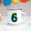 Number 1-9 Boys Dinosaur Enamel Mugs Creative Cartoon Animal Kids Dessert Juice Cola Cups Kindergarten Baby Child Birthday Gifts