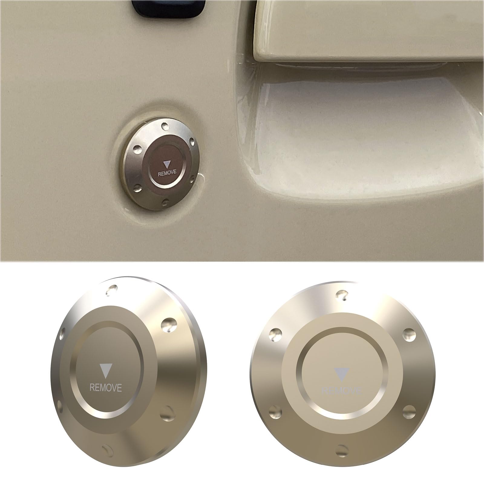 

Alumania Полностью фрезерованные алюминиевые накладки на замочную скважину для серий JB и Nomad of (Шампанское золото) Джимни, Сьерра, (Набор 2) VSJ-KC02-CG