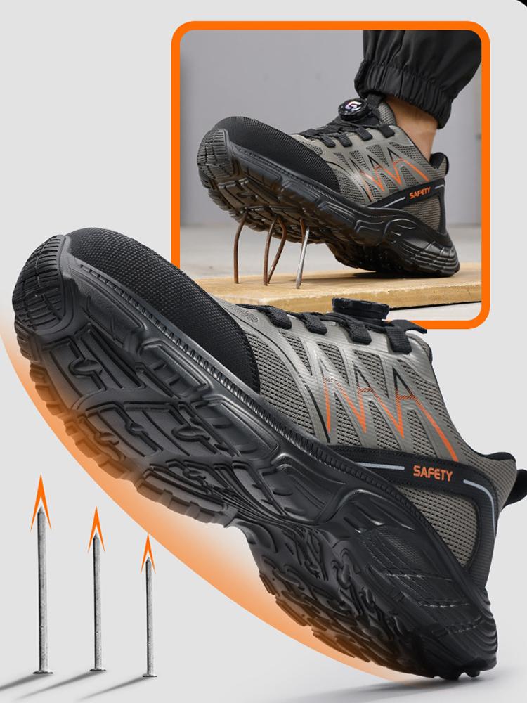 Lightweight Men Safety Shoes Anti-Smash Anti Puncture Work Shoes Rotating Button Protective Shoes Non-Slip Steel Toe Boots