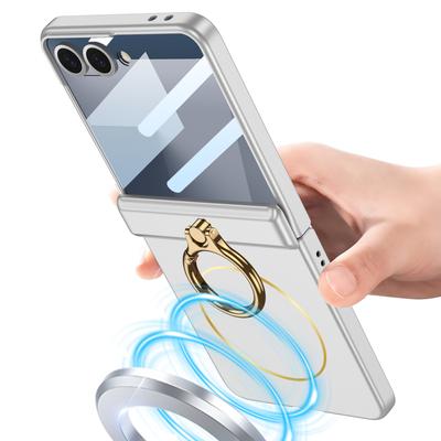 Geeignet für Samsung Z Flip7 Faltbares Handyhülle Ultra Dünner Schaft Voll Inklusive Ring Modischer Magnetischer Dünner Ring Kabelloses Laden