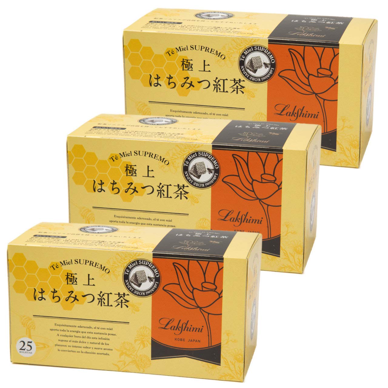 

Черный чай Lakshimi Premium Honey, 25 пакетиков x 3 коробки