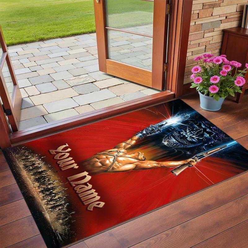 Crystal Velvet Rug Custom Name Text, Soft Non Slip Floor Mat Home DecorEvil Dead Ash Williams