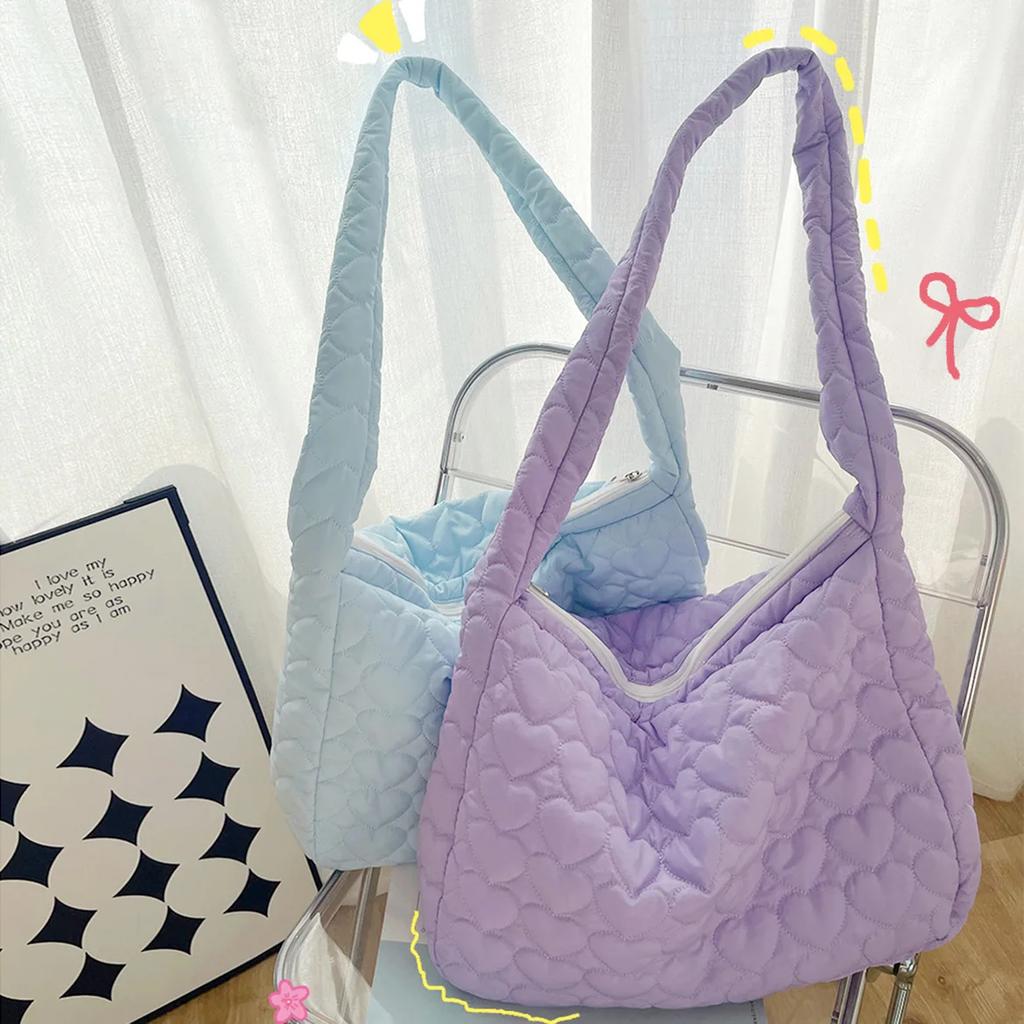 Sweet Love Solid Color Women's Shoulder Bag Simple Large Capacity Female Messenger Bags Fashion Soft Fabric Ladies Handbag Purse