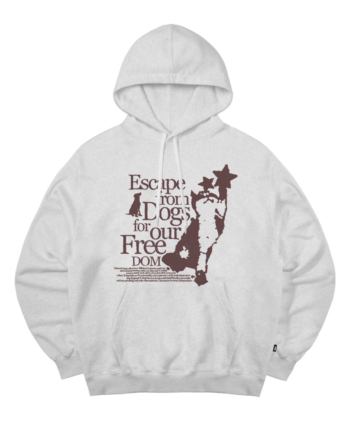Escape From Cat & Dog Print Hoodie White Melange L