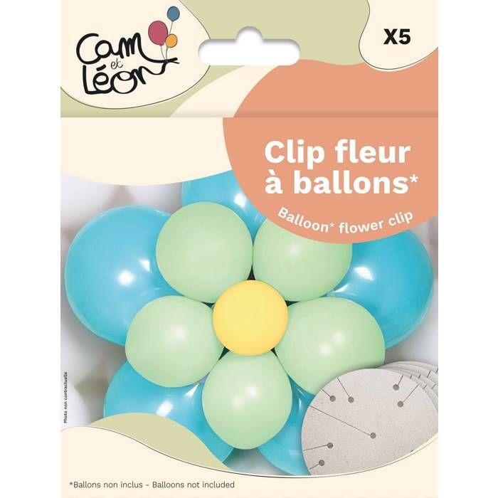 Accessoire pour ballons - PTIT CLOWN - Clip Fleur à ballons - lot de 5 - Bleu - 5 pièces