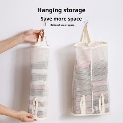 Hanging Underwear Organizer Breathable Mesh Storage Bag Foldable Travel Panties Socks Organizer for Closet or Door Use