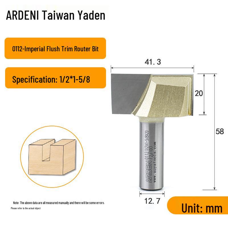 Yaden Metric Flat Bottom Woodworking Cutter: Slotting, Rebating, Milling, Trimming, Engraving, & Router.