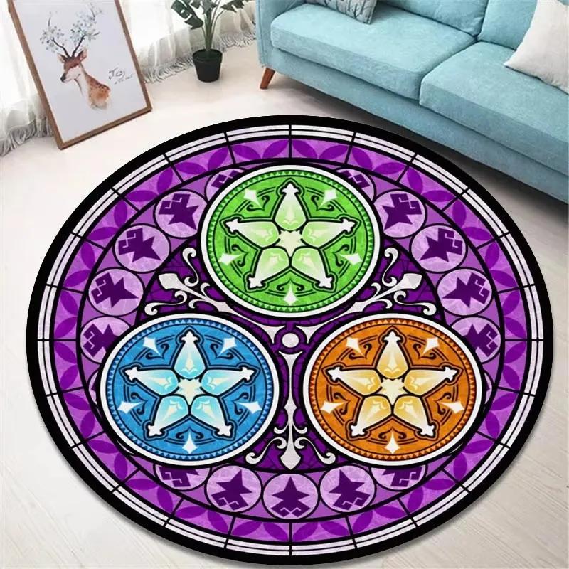 Kingdom Hearts Round Area Rug Anime Gaming Carpet Non Slip Floor Mat Bedroom Decor Soft Gift For Gamer Kids