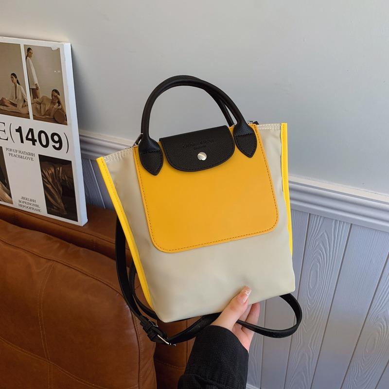 

Модная нишевая сумка контрастного цвета, женская новая универсальная портативная маленькая сумка, летняя сумка-мессенджер, сумка-ведро жёлтый