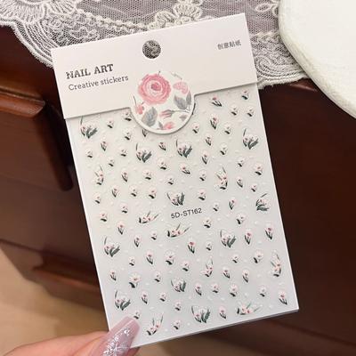 Kleine frische Gänseblümchen Blume DIY Maniküre Aufkleber Ins-Stil Aufkleber 5D Maniküre Aufkleber ohne Randaufrollen 3D dreidimensionaler Aufkleber Nagelaufkleber
