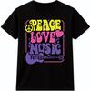 Frieden Liebe Musik T-Shirt Retro Gitarre Grafik Hippie Stil T-Shirt