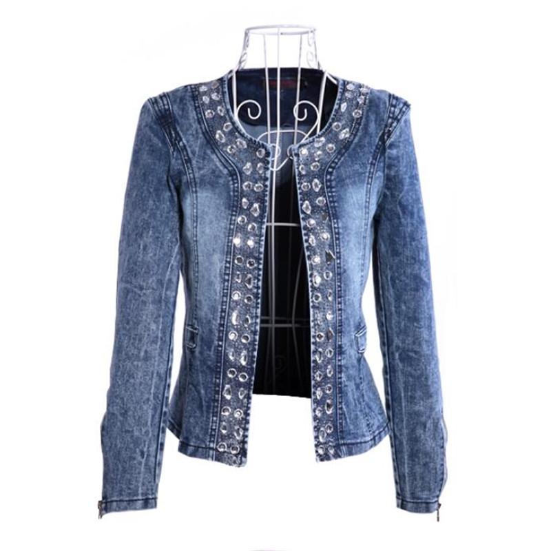 

Весенне-осенний женский кардиган, джинсовое пальто, тонкая короткая куртка в стиле ретро, ​​модная куртка со стразами и блестками