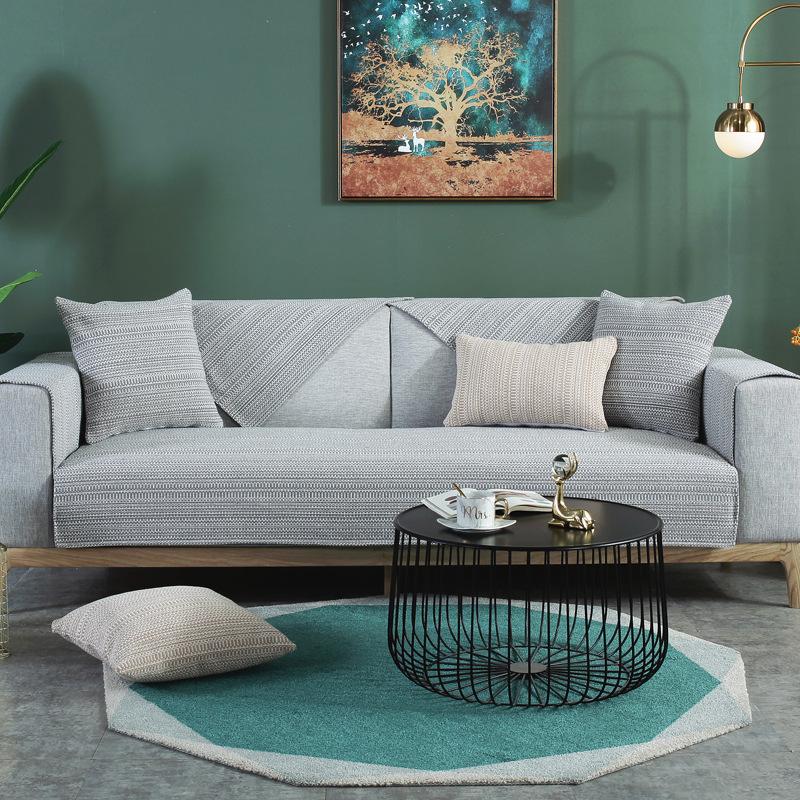 

Plain Stain Resistant Cotton Linen Woven Sofa Cushion Cover Non Slip Universal Four Seasons Backrest Towel 50*70CM