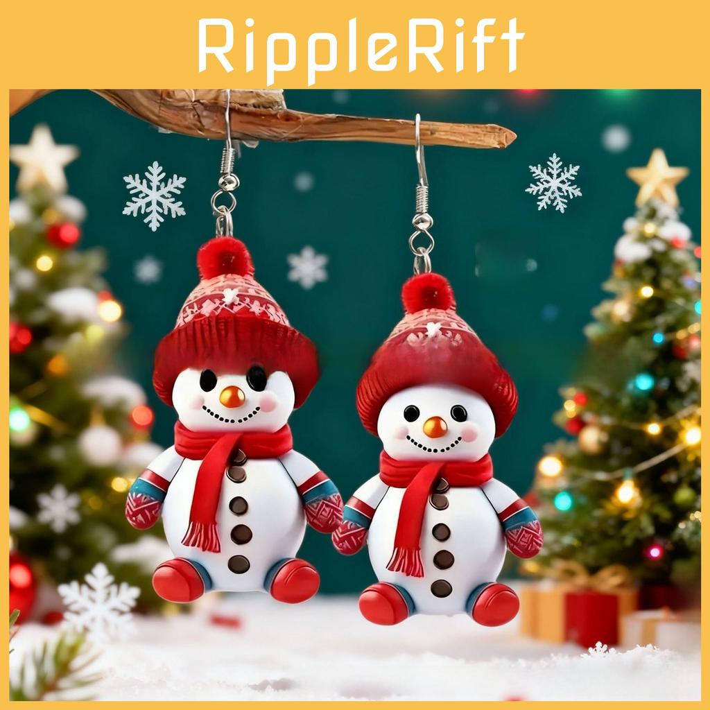 Seasonal Snowman Earrings With Silver Ear Pins And Creative Christmas Theme For Men And Women