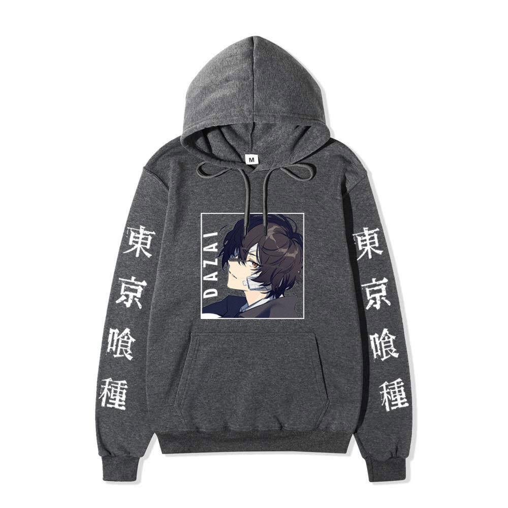 Bungo Stray Dogs Dazai Osamu Unisex Fleece Hoodie Autumn Winter Anime Character Tokyo Kanji Print Long Sleeve Pullover Sweatshirt