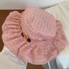 Button plaid fisherman's hat Children's spring and summer travel Big brim shows face Small sunscreen visor Breathable basin hat