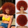 Krátké afro nafouknuté kudrnaté paruky oranžově červená paruka z přírodních syntetických vláken pro denní nošení afroamerických žen
