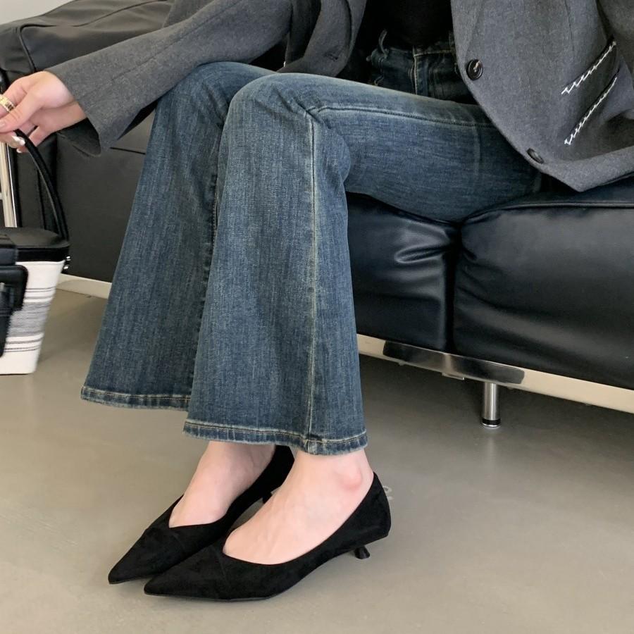 2025 autumn new cashmere fashion shoes color matching light mouth single shoes cover feet grandma shoes flat shoes retro women's shoes