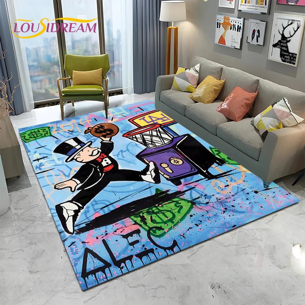 Retro Games Dollar Monopoly Cartoon Carpet Rug for Home Living Room Bedroom Sofa Doormat Decor,kids Area Rug Non-slip Floor Mat